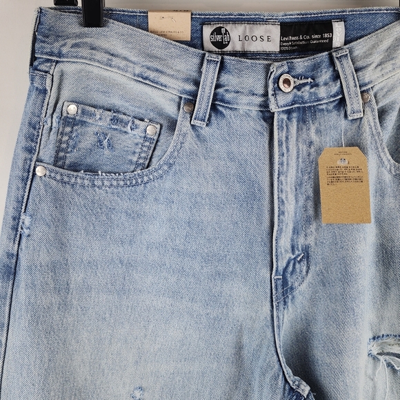 Levi's Silvertab Loose Fit Distressed Light Blue Jeans Mens Size 32x32 NWT - Picture 3 of 16